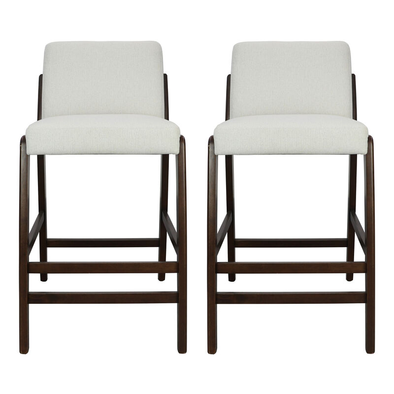 Christopher Knight Home Pietra Mid-Century Modern Rubberwood Upholstered Bar Stools (Set of 2) image number 0