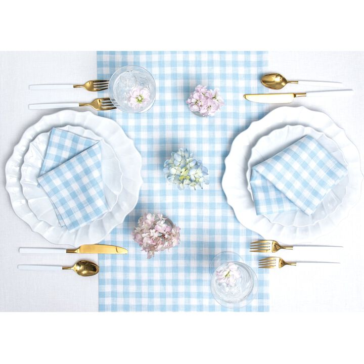 Solino Home 100% Pure Linen Table Runner - Gingham Check