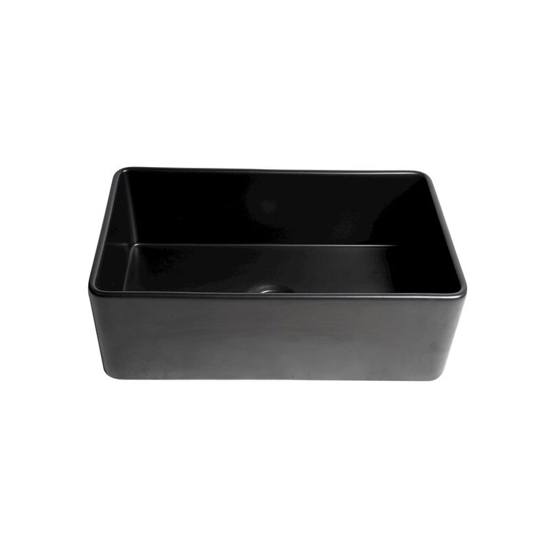 ALFI brand Black Matte Smooth Apron 30 x 18 Single Bowl Fireclay Farm Sink