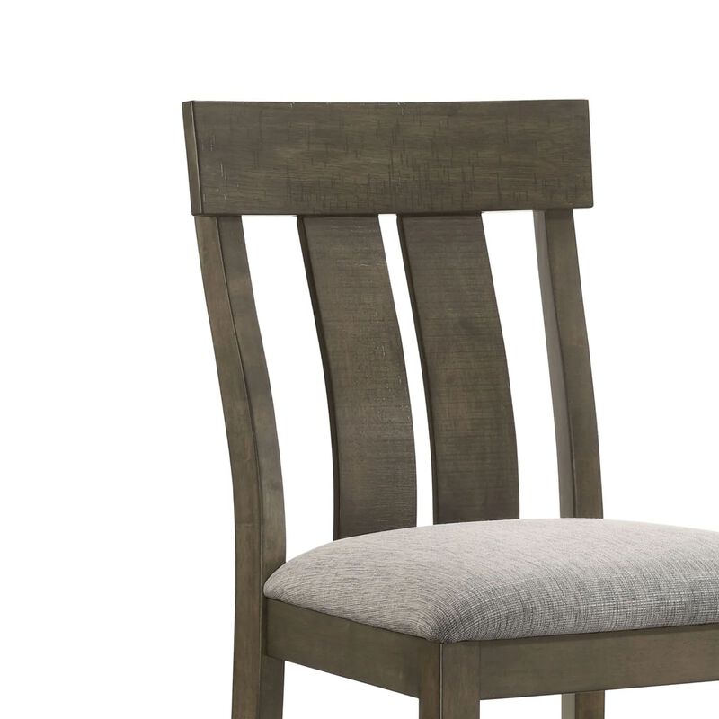 Omal Counter Height Dining Chair Set of 2, Brown Slatted Back, Gray Fabric image number 4