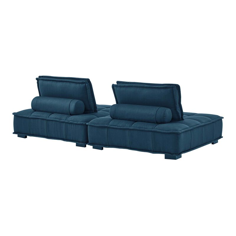 Saunter Tufted Fabric 2-Piece Loveseat Blue