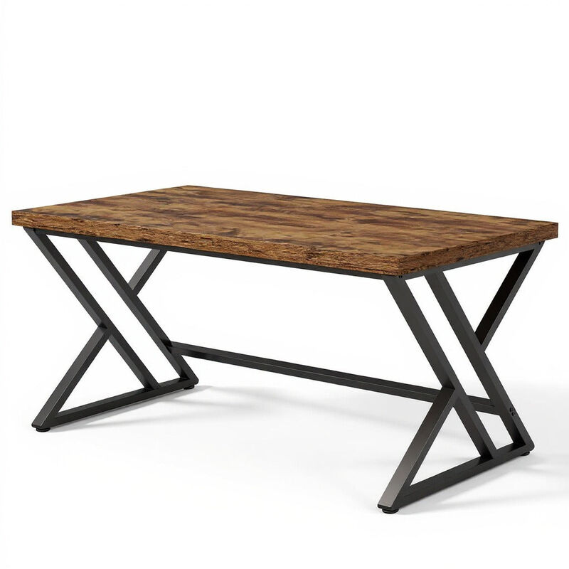 Top True Wood Computer Desk, Modern Writing Desk with Metal Legs for Home Office image number 0