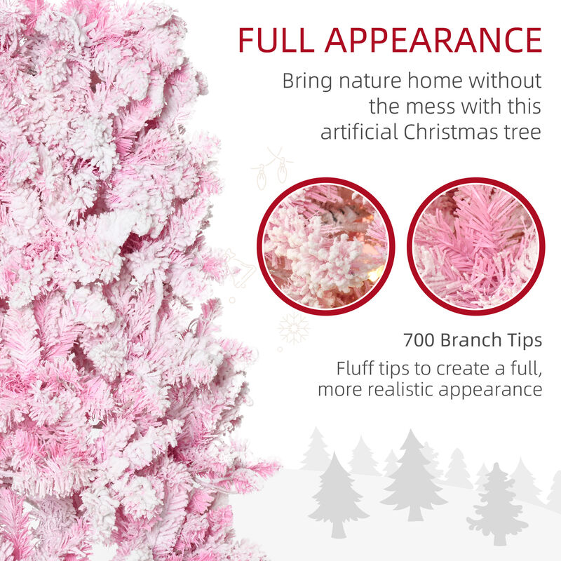 BreeBe 7.5FT Pre-Lit Snow Flocked Pencil Christmas Tree with LED Lights image number 5