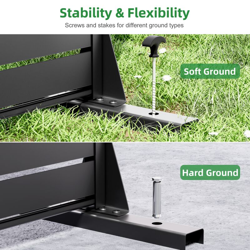 Arched Metal Outdoor Privacy Screen, Freestanding Outdoor Divider Decorative Privacy Fence