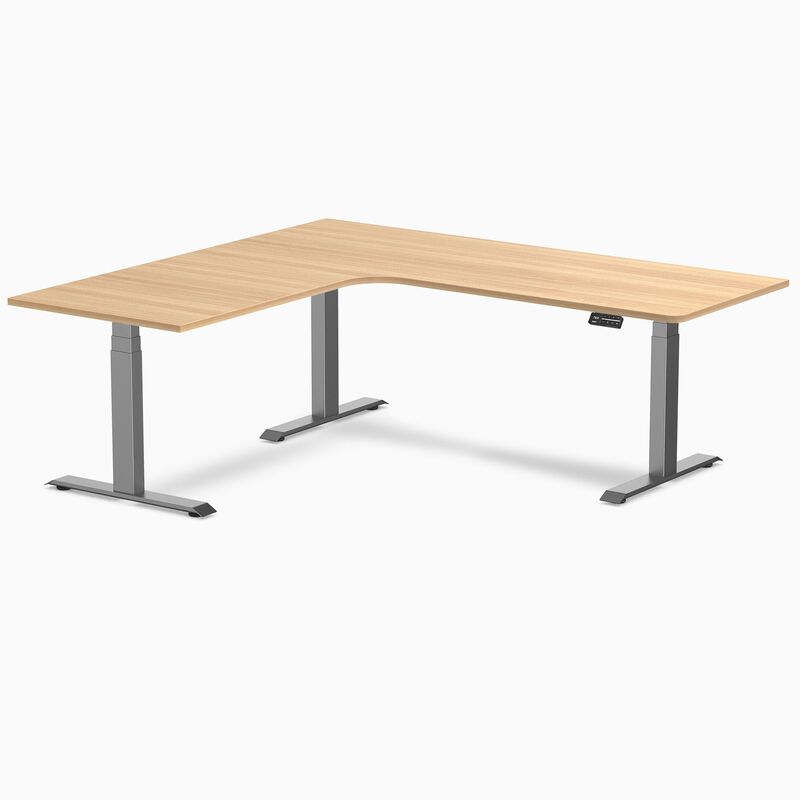 Desky L-Shape Curved Laminate Sit Stand Desk image number 0