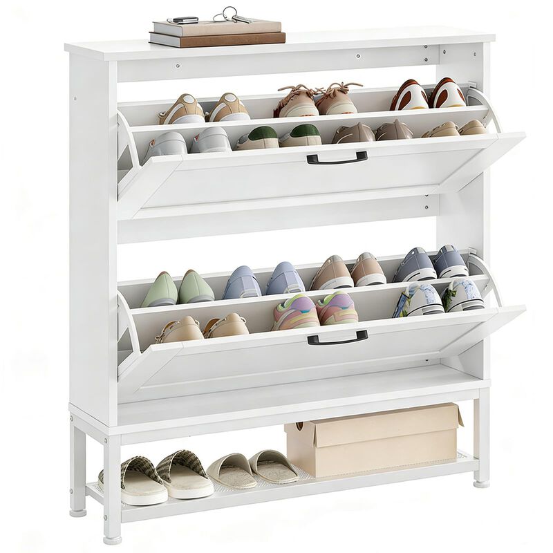 2-Drawer Narrow Shoe Cabinet, Compact Storage Organizer for Shoes image number 3