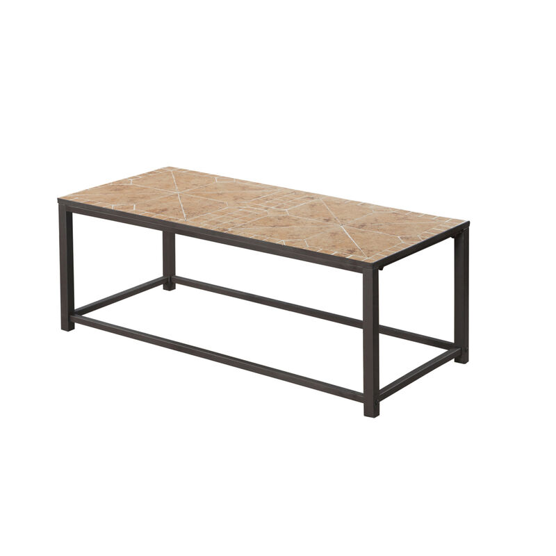 Monarch Specialties I 3160 Coffee Table, Accent, Cocktail, Rectangular, Living Room, 42" L, Metal, Tile, Brown, Transitional
