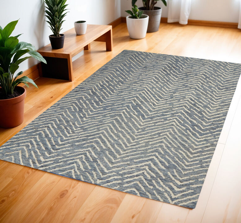 HomeRoots Wool Chevron Area Rug