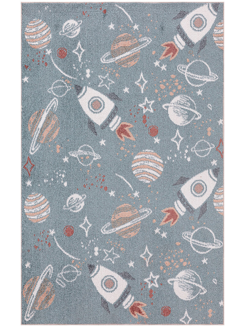 Astra Machine Washable ASW18 Turquoise/Multicolor 3'3" x 5' Rug