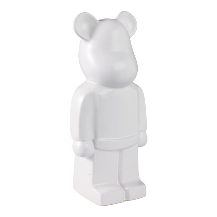 12" Deco Bear Figure, White