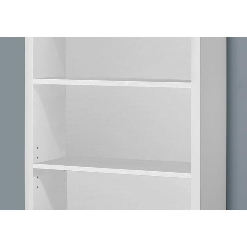 Bookshelf, Bookcase, Etagere, 5 Tier, 48H, Office, Bedroom, White Laminate