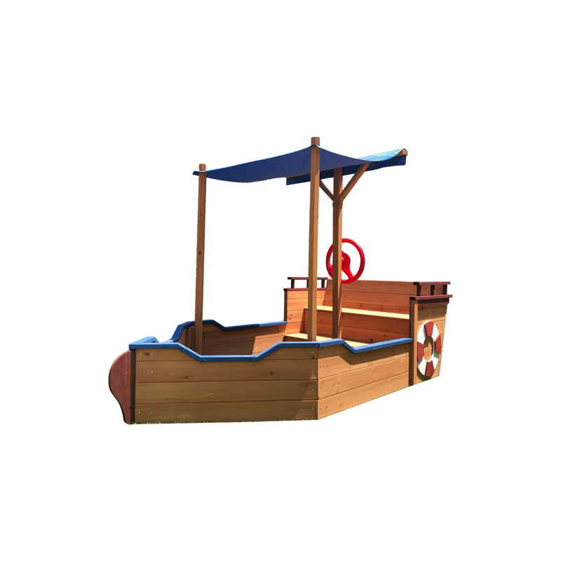 Streamdale Wooden Pirate Ship Sandbox with Storage Bench & Cover image number 8