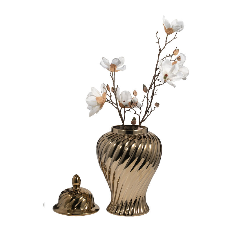 Cer, 20" Swirl Temple Jar, Gold image number 1