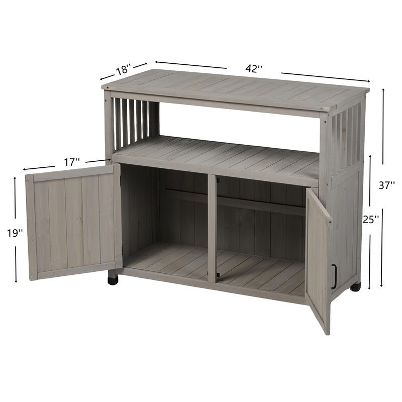 Whisen Rustic Wooden Patio Bar Tables with Storage & Countertop for Indoor-Outdoor Use image number 9