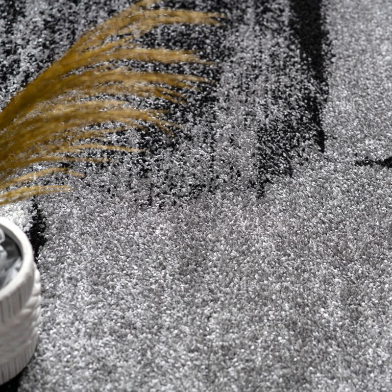 Area Rug in Black and White with Modern Paint Effect and Geometric Pattern