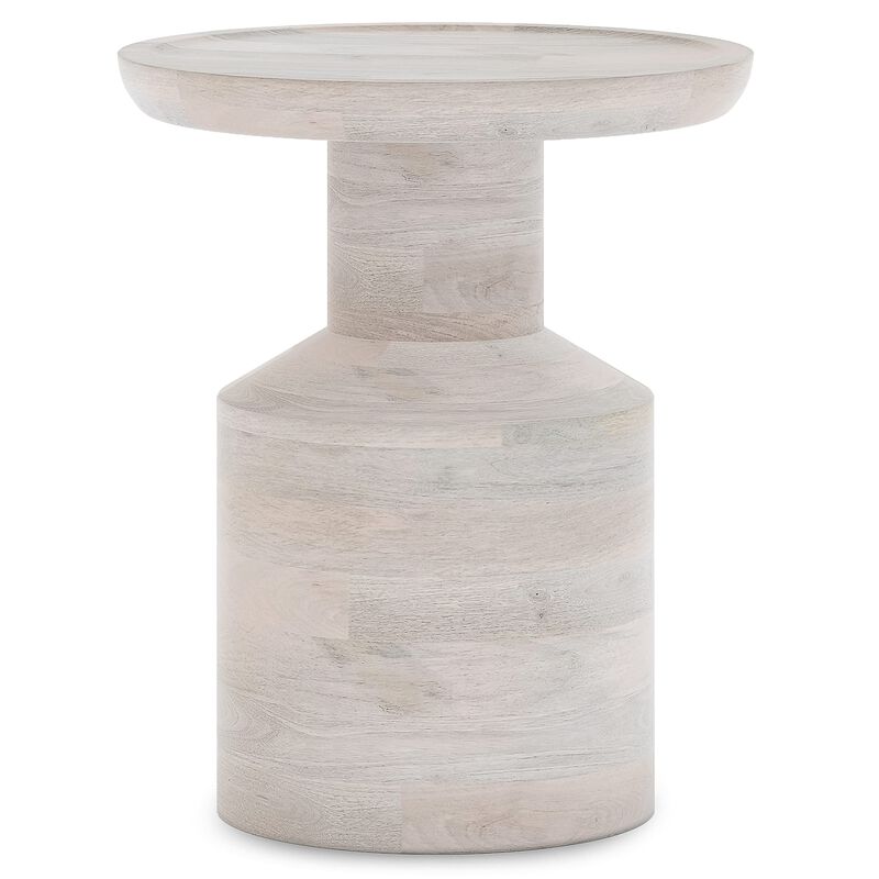 SIMPLIHOME Haynes 16-inch Wide Solid Mango End Table in White Wash, Handcrafted Boho-Style Accent Table for Living, Bedroom, or