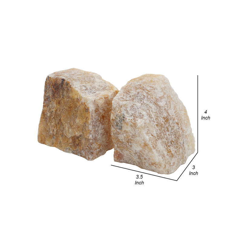4 Inch Quartz Geode Bookend, Naturally Textured Shape, Brown and Beige-Benzara