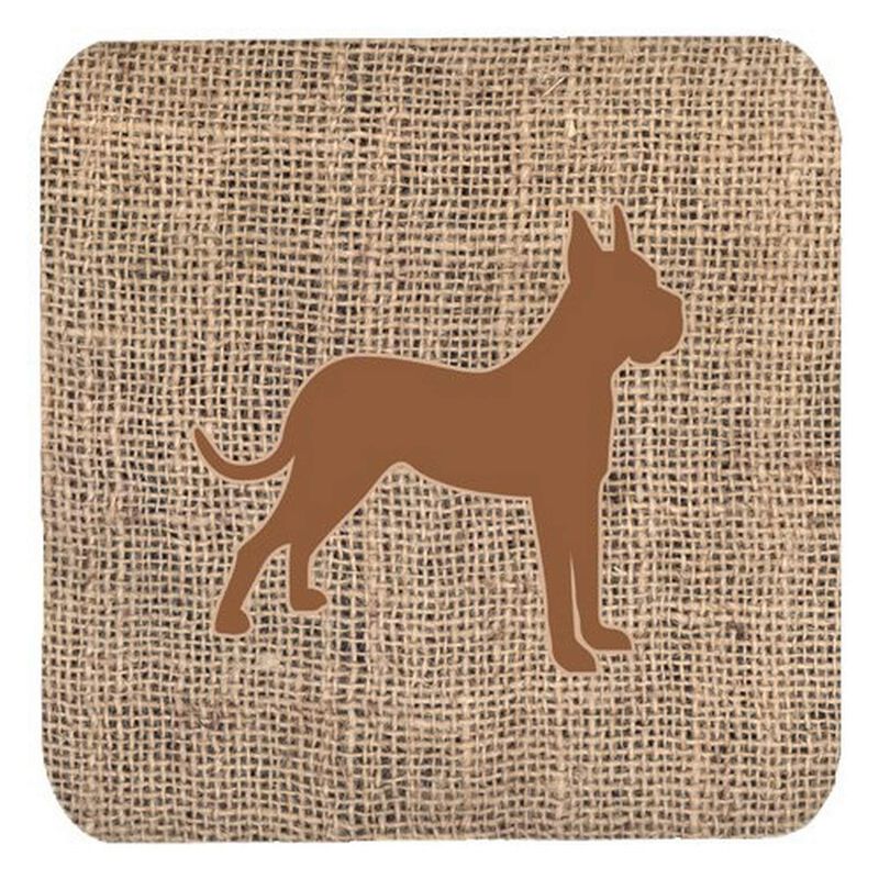 Caroline's Treasures BB1109-BL-BN-FC Boxer Burlap and Brown Foam Coasters (Set of 4), 3.5 H x 3.5 W, Multicolor