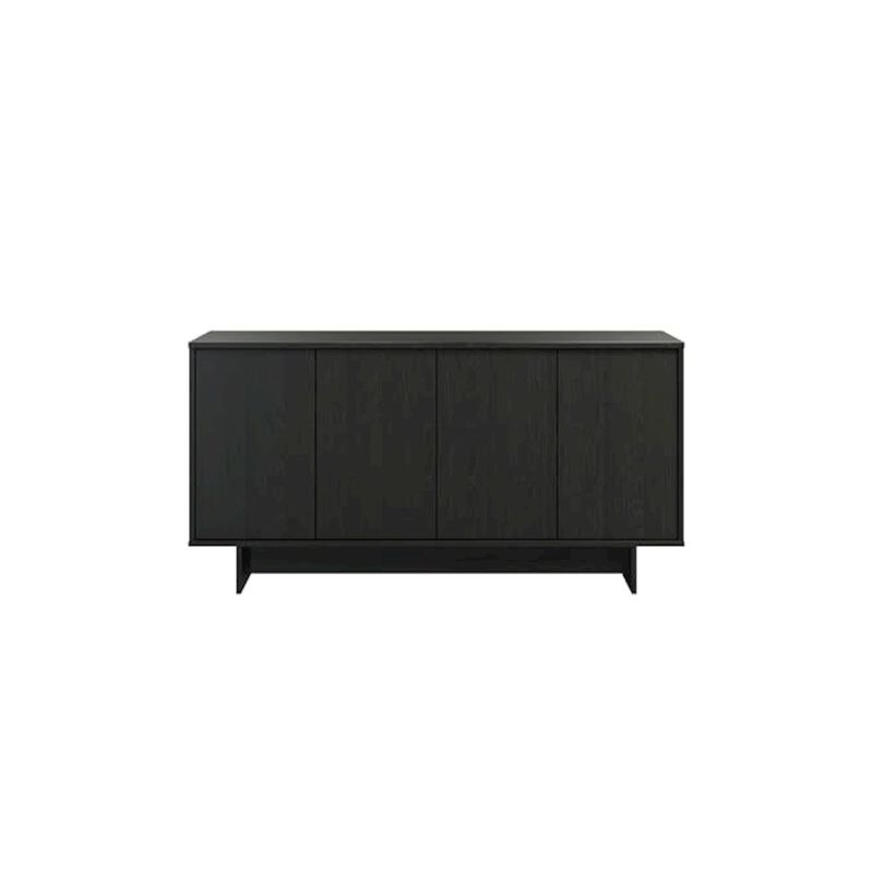 Prepac Finnley Sideboard Cabinet Buffet Black Oak Engineered Wood with Storage