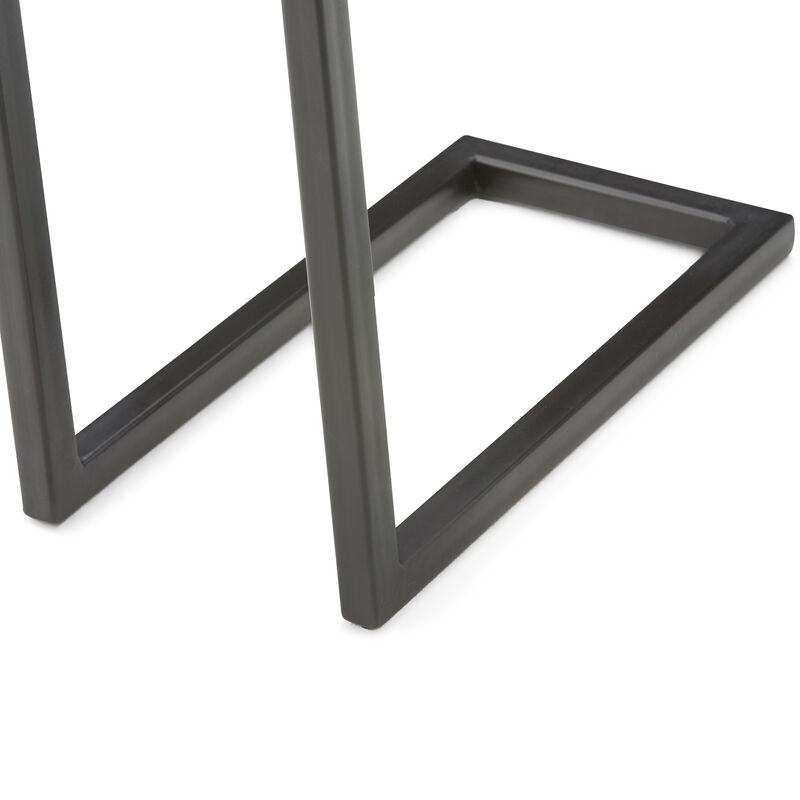 Skyler 18 inch Wide Solid Mango/Metal Industrial C Side Table in Dark Cognac Brown/Black, Assembled