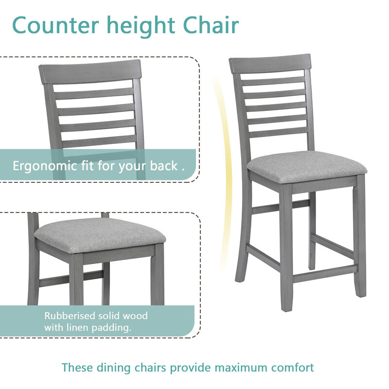 Cagka 5‑Piece Counter Height Square Wood Dining Set image number 5