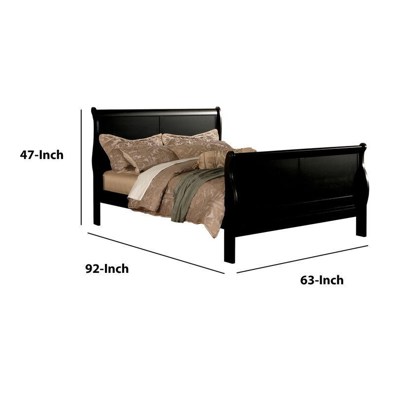 Louis Philippe III Queen Bed, Black
