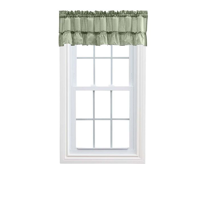 Ellis Stacey 1.5" Rod Pocket High Quality Fabric Solid Color Window Ruffled Filler Valance 54"x13" Sage