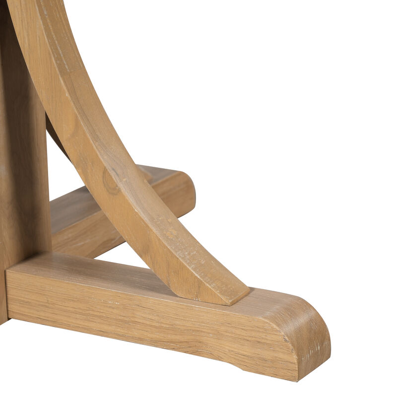 Merax Farmhouse Dining Table with Reinforced Cross Base, Solid Rubberwood Frame image number 4