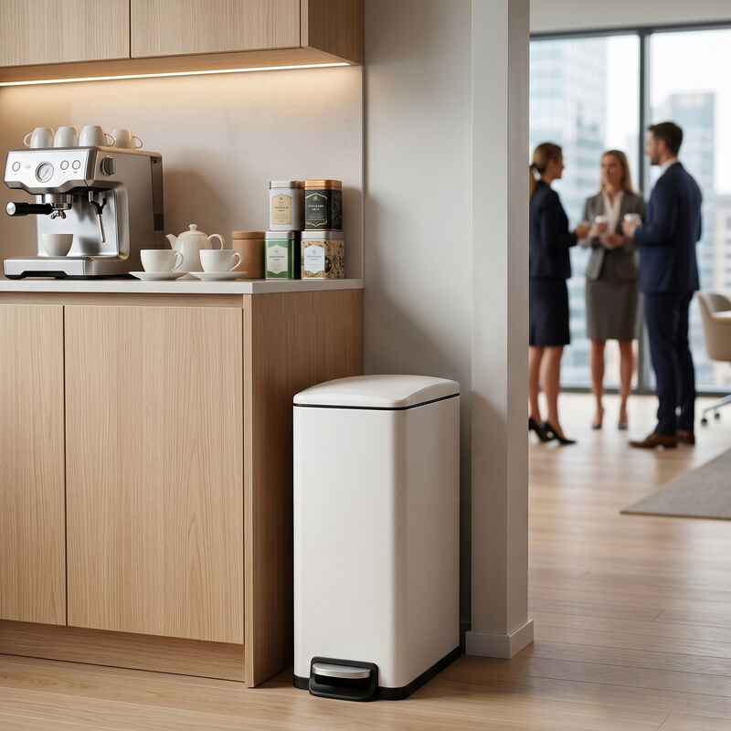 Innovaze 11.9 Gal./ 45 Liter  Slim Stainless-Steel-Made Matt White Step-on kitchen Trash Can image number 2