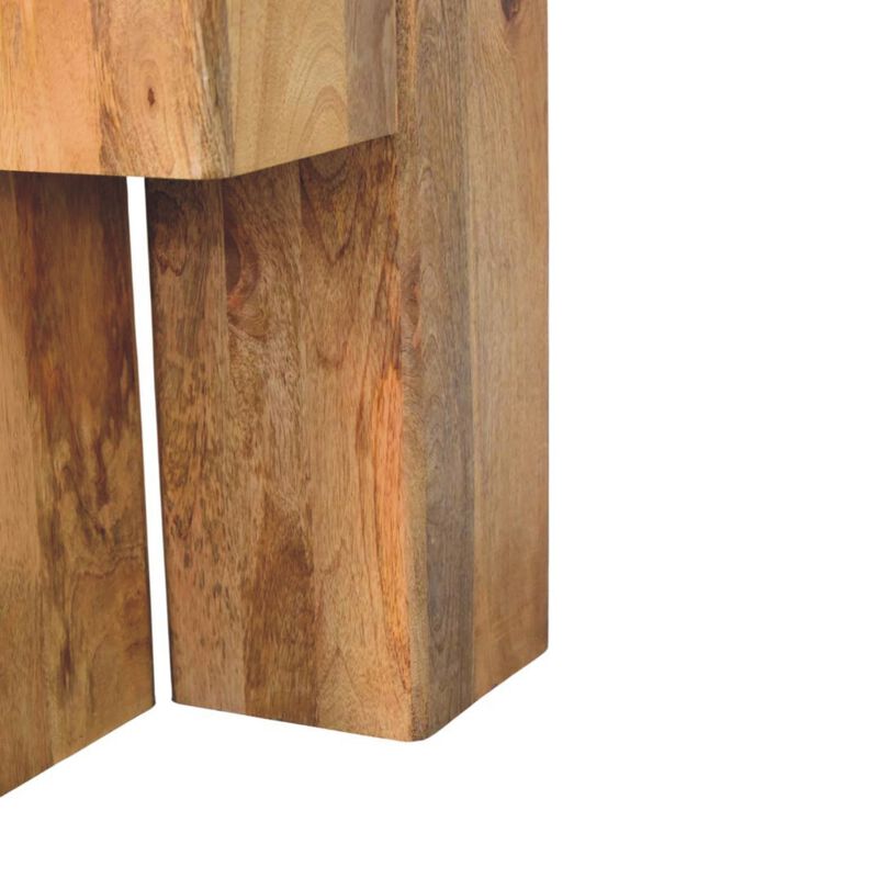 Artisan Furniture Solid Wood Travertine Top Block Side Table image number 6