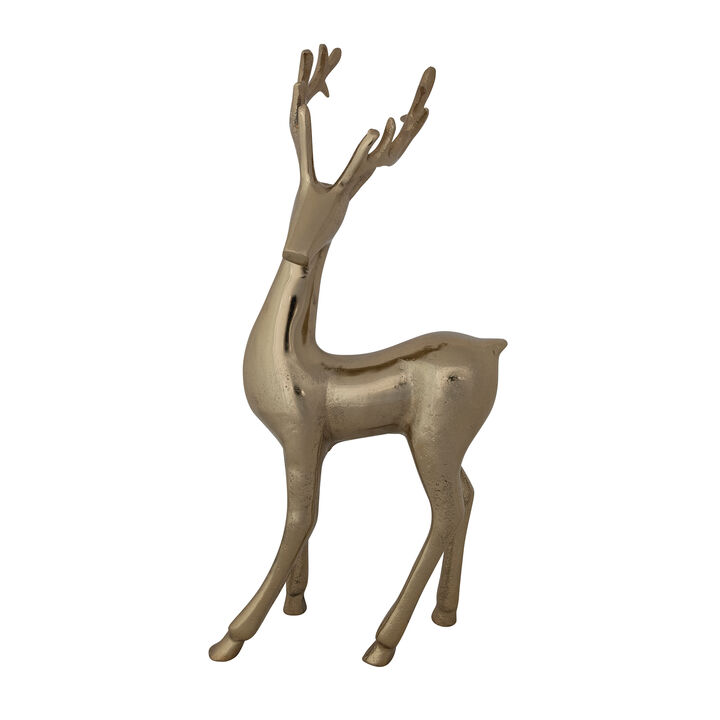 Golden Cast Aluminum Reindeer Figurine