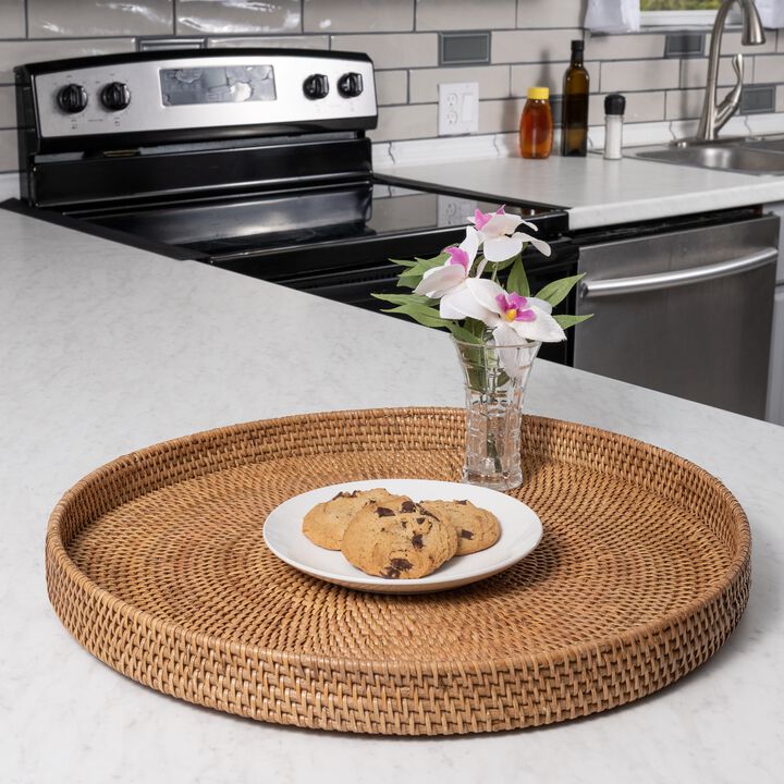 Saboga Home&trade; Round Serving / Ottoman Tray