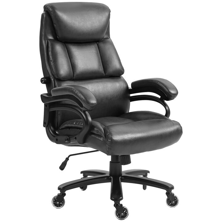 Vinsetto 400lbs Big and Tall Executive Office Chair with Heavy Duty Metal Base and Wheels, High Back PU Ergonomic Computer Desk Chair with thick padded, Black