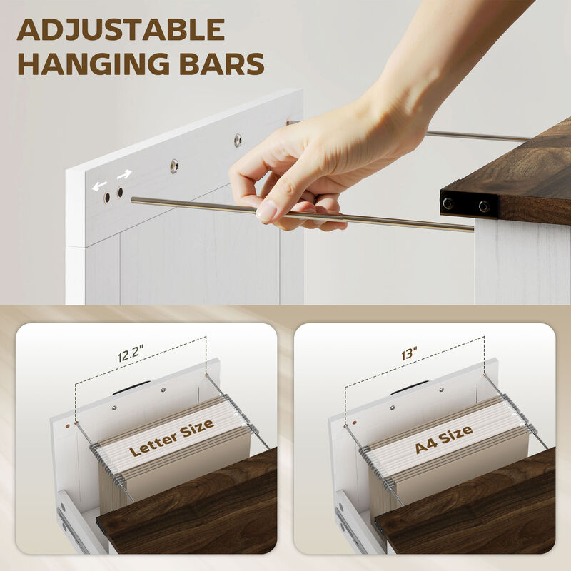 Hivvago Rustic 2-Drawer Vertical Filing Cabinet for Home or Office image number 5