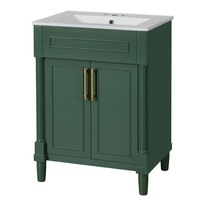 Merax Compact Bathroom Cabinet with Integrated Sink, Spacious Storage, Adjustable Shelf