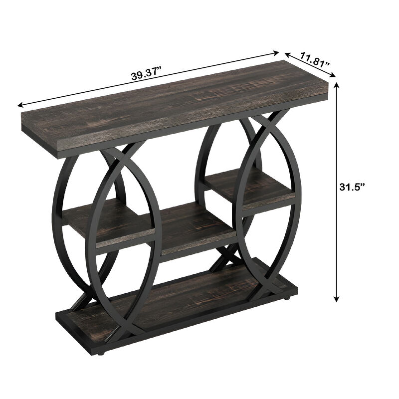 Sofa Console Table, 4-Tier Entryway Table with Storage Shelves image number 2