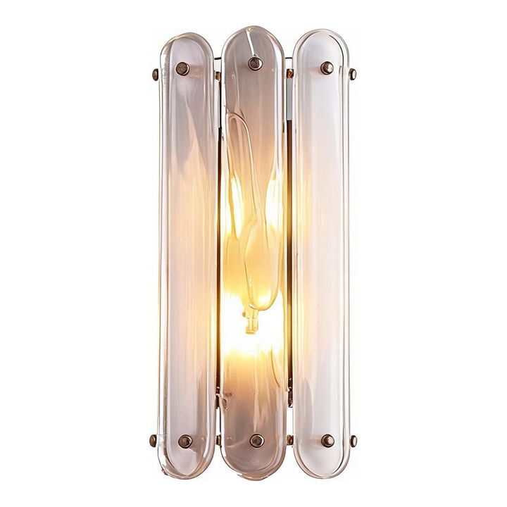 Brass Wall Sconce, Two-Light Cloud Glass Wall Light, Up or Down Mount