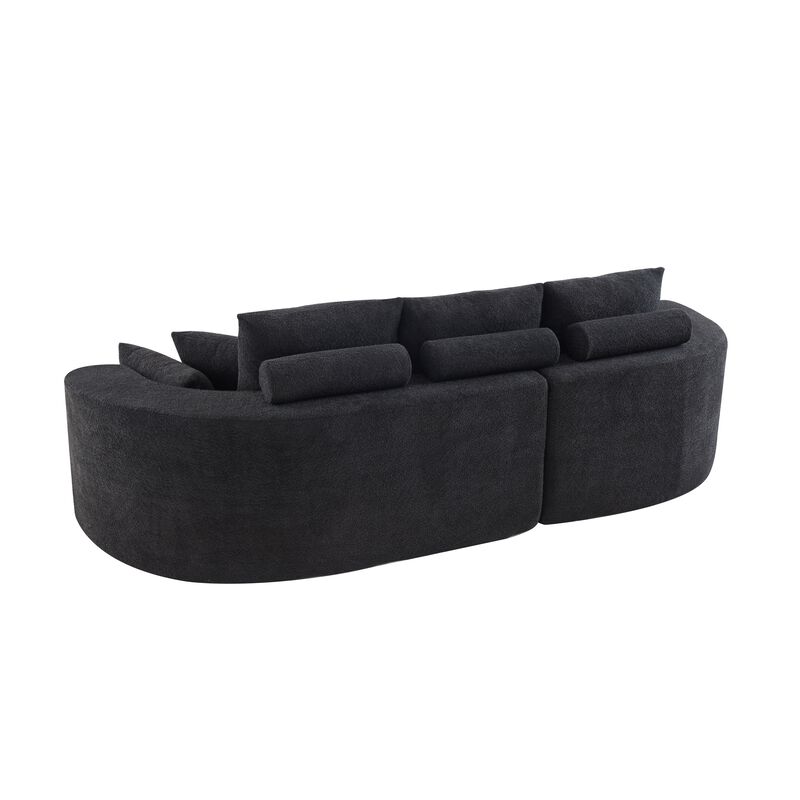 Christopher Knight Home Edana 106" Modern Cozy Upholstered 4 Seater Curved Sectional Sofa with 7 Pillows
