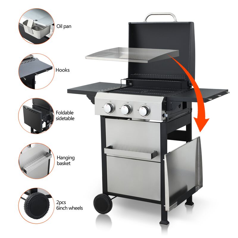 Gicrog 3-Burner Propane Gas BBQ Grill image number 2