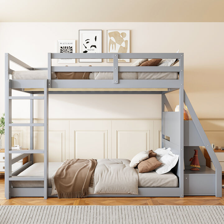 Merax Full Size Modern Bunk Bed with APP LED Lights, Charging Hub & Storage