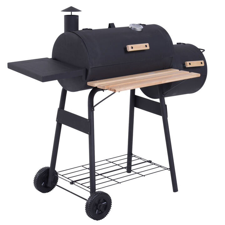Heavy-Duty Portable Steel Charcoal Grill & Smoker &ndash; Backyard BBQ with Wheels