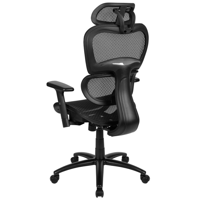 LO Ergonomic Mesh Office Chair with 2-to-1 Synchro-Tilt, Adjustable Headrest, Lumbar Support, and Adjustable Pivot Arms in Black image number 4