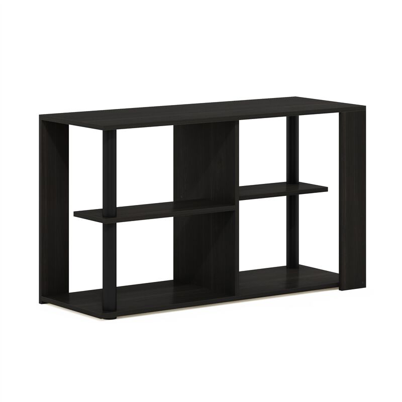 Furinno Romain Narrow End Table with Shelves, Espresso/Black
