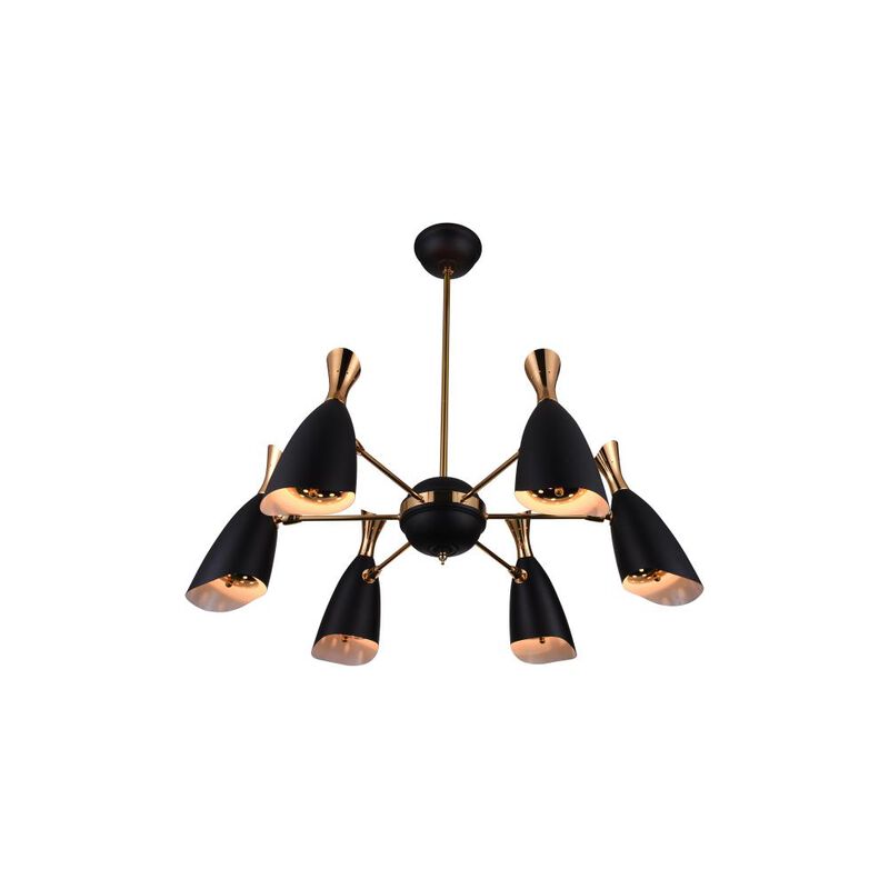Rolin 12 Light Down Chandelier With Matte Black & Satin Gold Finish