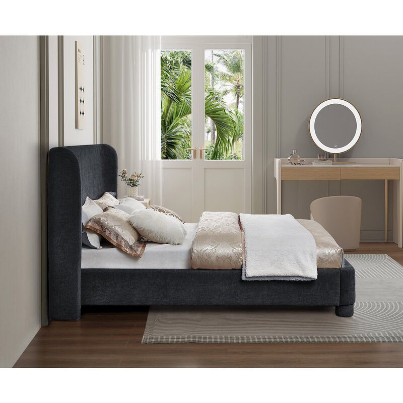 Meridian Furniture Penny Black Chenille Fabric King Bed