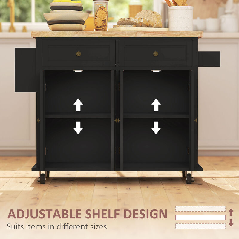 Hivvago Kitchen Cart on Wheels with Adjustable Shelves and Drawers image number 4