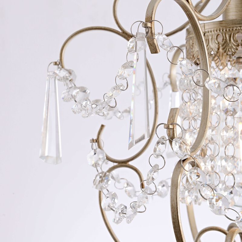 Eleanor Glam 1 Light Brushed Champagne Silver Mini Crystal Chandelier image number 6