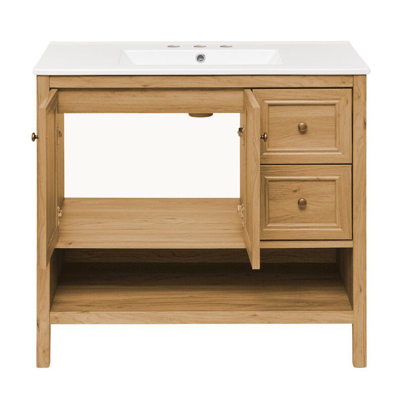 36" Freestanding Bathroom Vanity with 3-Hole Widespread Sink Top image number 4