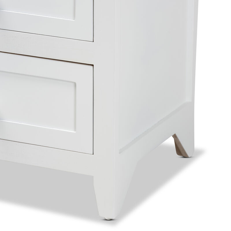 Baxton Studio Karsen Modern and Contemporary White Finished Wood 2 Drawer End Table