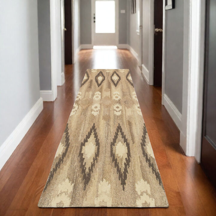 HomeRoots Wool Abstract Hand Tufted Runner Rug